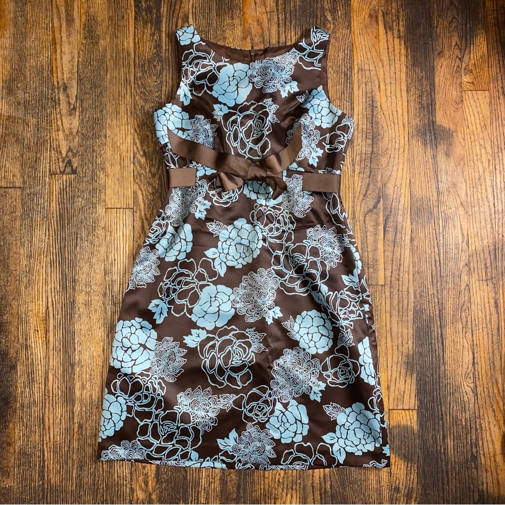 NWOT Jessica Howard Brown & Teal Petite Size 8 Dress